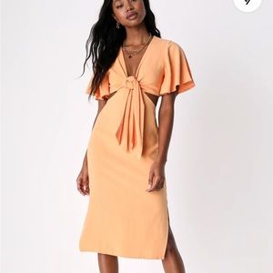 Lulu’s Tie Front Cut Out Midi Dress